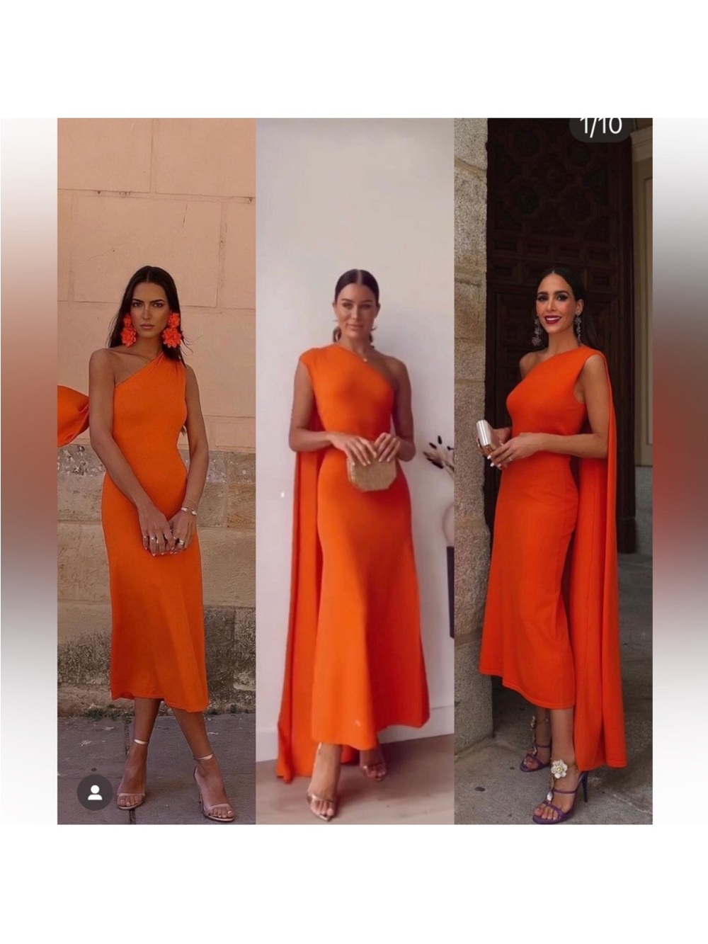 ZARA One Shoulder Cape Maxi Dress